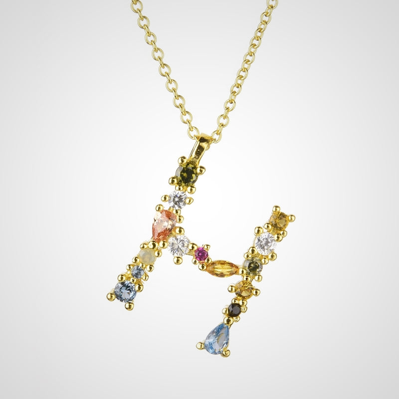 Rainbow initial necklace