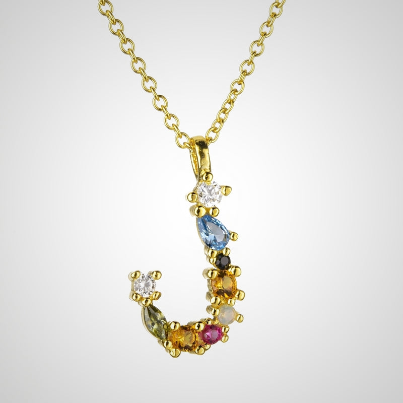 Rainbow initial necklace