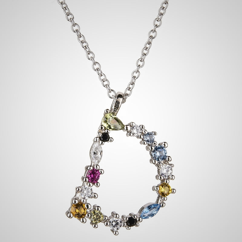 Rainbow initial necklace