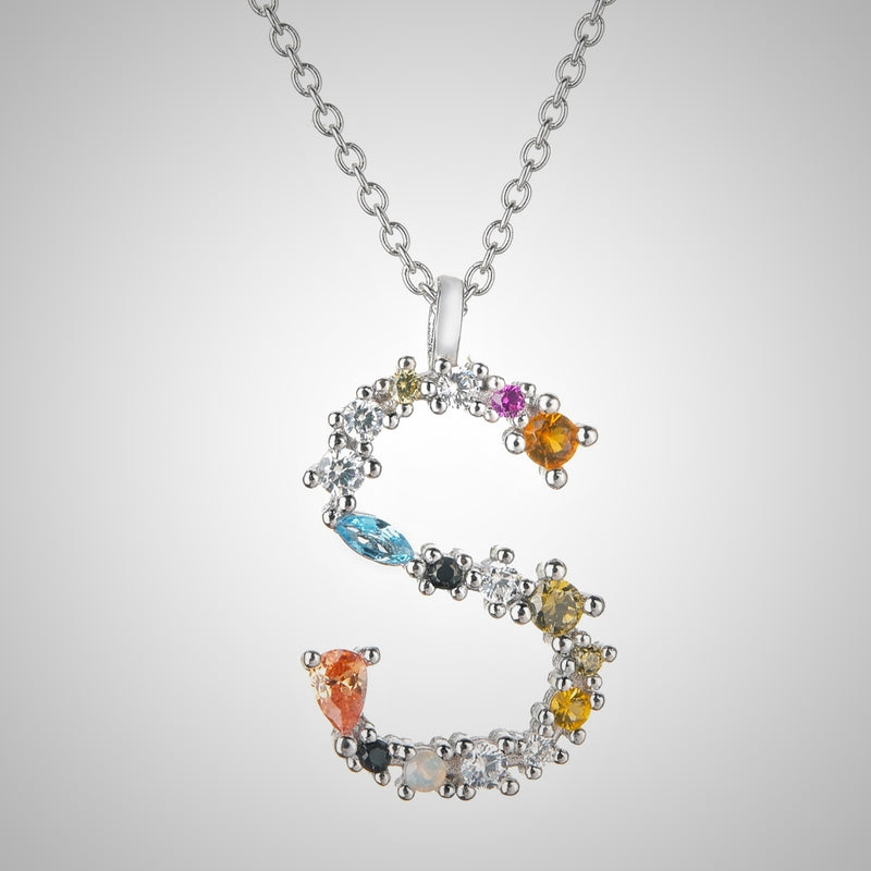 Rainbow initial necklace