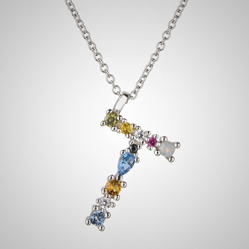 Rainbow initial necklace