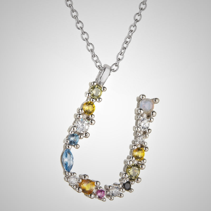 Rainbow initial necklace