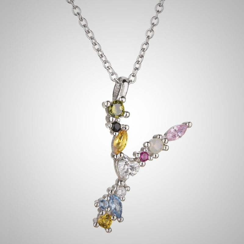 Rainbow initial necklace