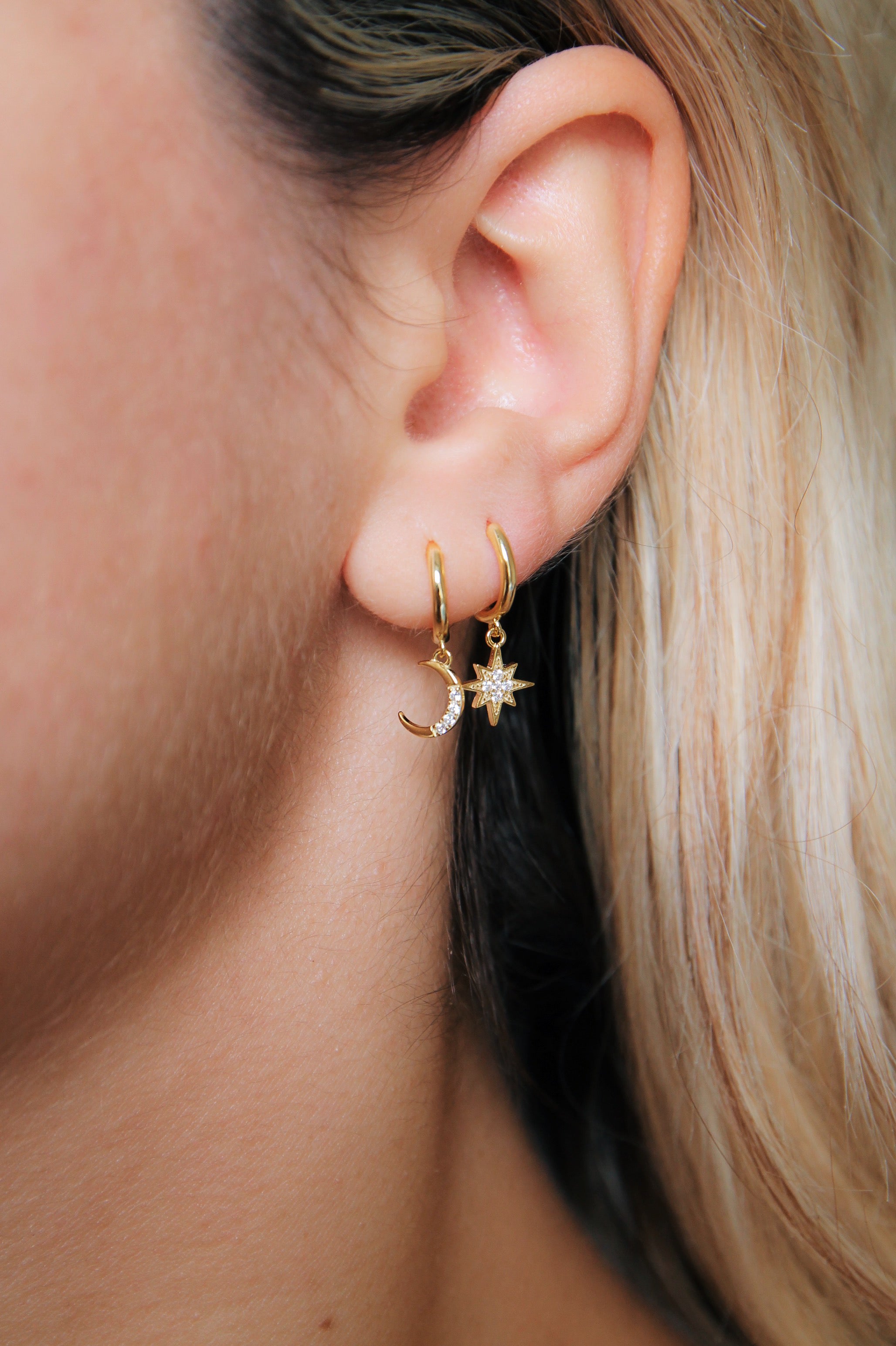 Star and moon hoops