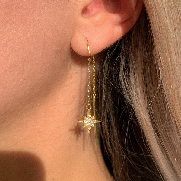 Starburst threader earrings