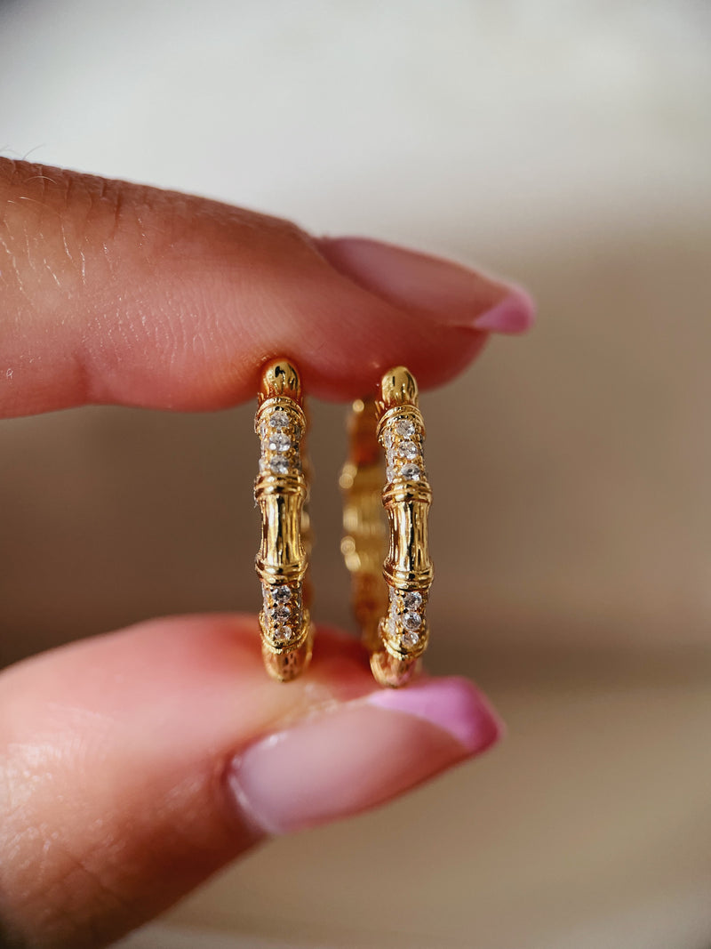 Pavé bamboo hoops