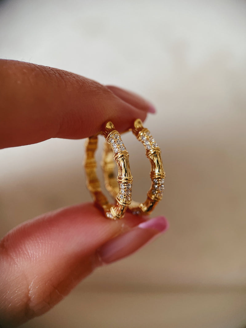 Pavé bamboo hoops