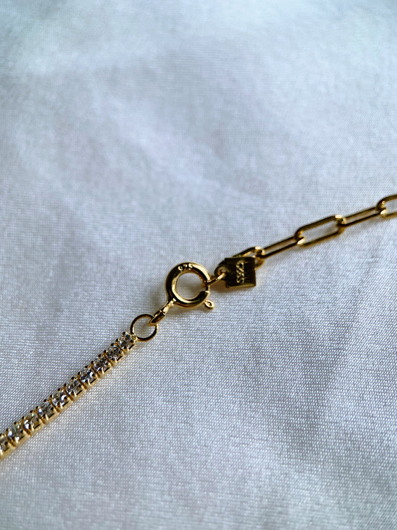 Half tennis half chain necklace