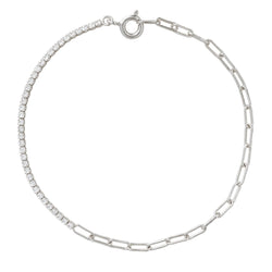 Half tennis half chain bracelet