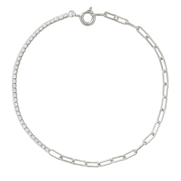 Half tennis half chain bracelet